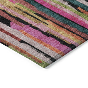 Homeroots 3'' Striped Washable Indoor Outdoor Area Rug - Durable, Stain Resistant, Perfect For High Traffic Spaces 8' X 10' Polyester 603230