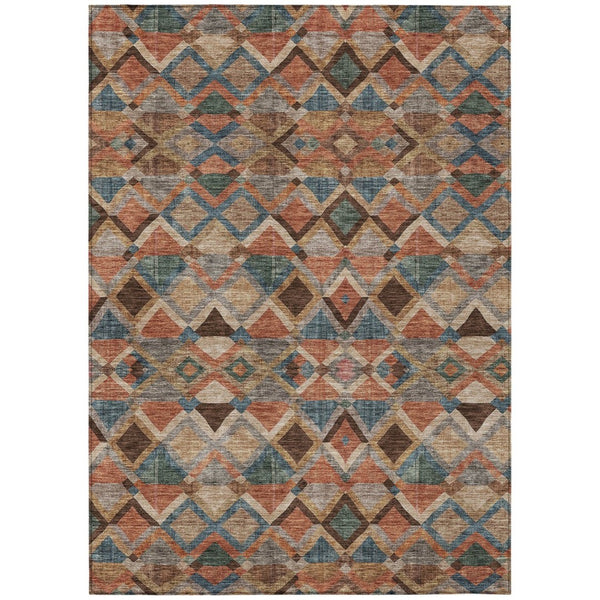 HomeRoots 5' Modern Geometric Area Rug in Brown, Gray, and Tan - Versatile, Durable, and Washable for Easy Care 5' X 8' 603234