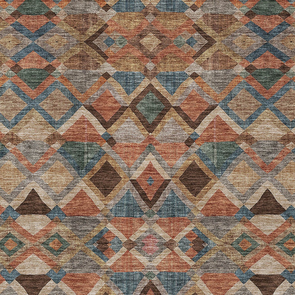 Homeroots 3' Stylish Brown Gray Tan Geometric Washable Area Rug For Indoor Outdoor Spaces, Durable & Chic 5' X 8' Polyester 603234