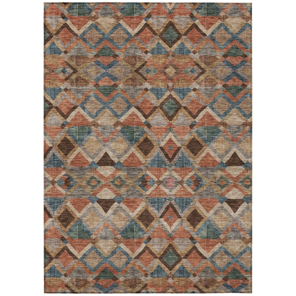 HomeRoots 9' Geometric Washable Area Rug in Brown, Gray & Tan - Durable Indoor/Outdoor Style for High-Traffic Use 603237