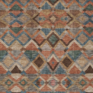 Homeroots 3' Stylish Brown Gray Tan Geometric Washable Area Rug For Indoor Outdoor Spaces, Durable & Chic 9' X 12' Polyester 603237