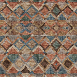 Homeroots 3' Stylish Brown Gray Tan Geometric Washable Area Rug For Indoor Outdoor Spaces, Durable & Chic 10' X 14' Polyester 603238