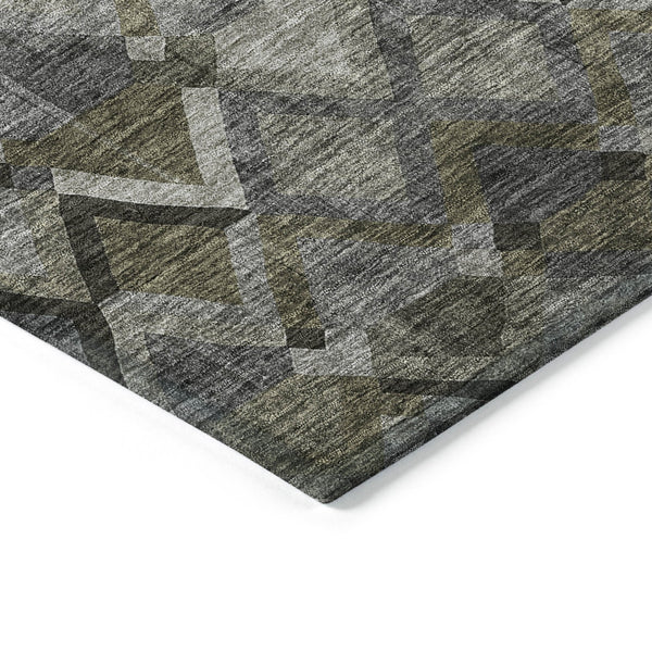 Homeroots 3' Stylish Brown Gray Tan Geometric Washable Area Rug For Indoor Outdoor Spaces, Durable & Chic 5' X 8' Polyester 603240