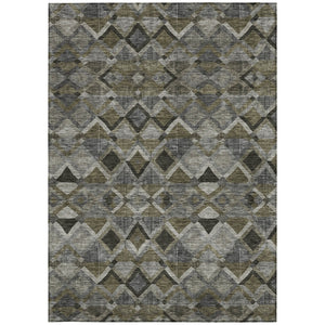 Homeroots 3' Stylish Brown Gray Tan Geometric Washable Area Rug For Indoor Outdoor Spaces, Durable & Chic 10' X 14' Polyester 603244