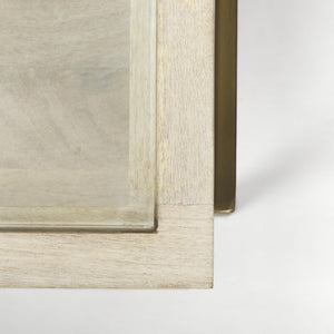 Homeroots 44" Off White Clear & Gold Storage Coffee Table With Rustic Shadowbox Design & Drawers For Living Rooms   603246