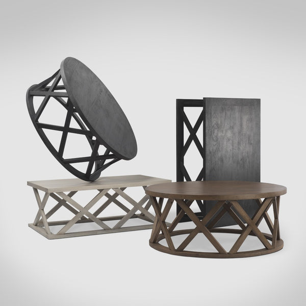 Homeroots 48" Off White Solid Wood Distressed Coffee Table With Geometric Base – Rustic Elegance For Any Room   603247