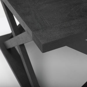 Homeroots 48" Black Solid Wood Coffee Table With Geometric Lattice Base - Stylish Accent For Any Living Room   603248