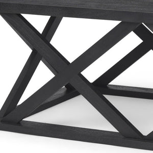 Homeroots 48" Black Solid Wood Coffee Table With Geometric Lattice Base - Stylish Accent For Any Living Room   603248