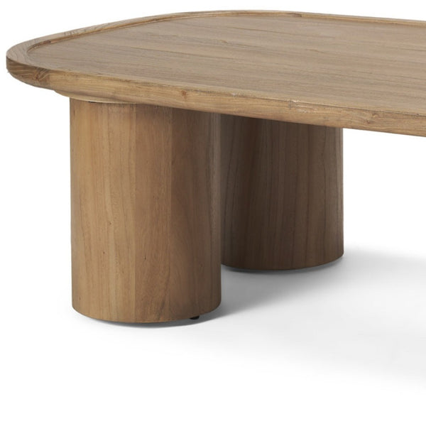 Homeroots 55" Natural Solid Wood Oval Coffee Table - Scandinavian Minimalist Design For Modern Living Rooms   603250