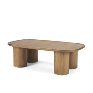 HomeRoots 55" Natural Solid Wood Oval Coffee Table – Scandinavian Minimalist Design for Modern Living Spaces 603250