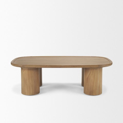 Homeroots 55" Natural Solid Wood Oval Coffee Table - Scandinavian Minimalist Design For Modern Living Rooms   603250