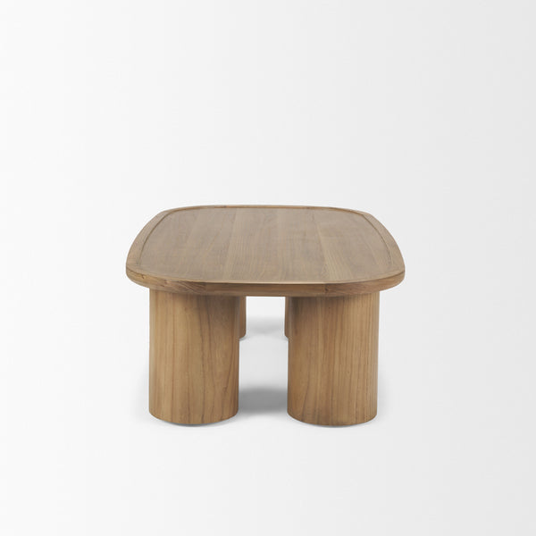 Homeroots 55" Natural Solid Wood Oval Coffee Table - Scandinavian Minimalist Design For Modern Living Rooms   603250