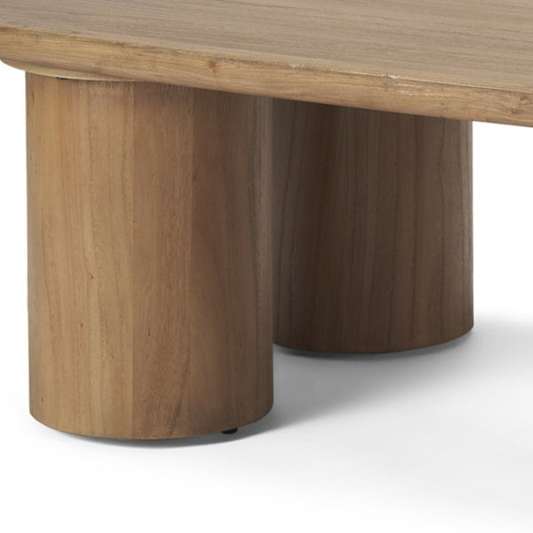 Homeroots 55" Natural Solid Wood Oval Coffee Table - Scandinavian Minimalist Design For Modern Living Rooms   603250