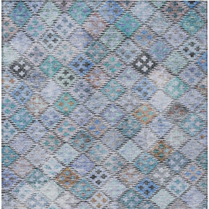 Homeroots 3' Geometric Blue Purple And Gray Washable Area Rug For Indoor And Outdoor Spaces, Durable Design 3' X 5' Polyester 603251