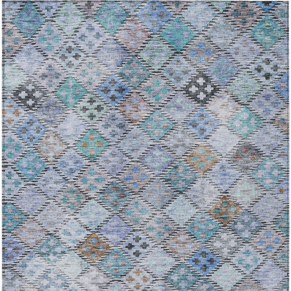 Homeroots 3' Geometric Blue Purple And Gray Washable Area Rug For Indoor And Outdoor Spaces, Durable Design 3' X 5' Polyester 603251