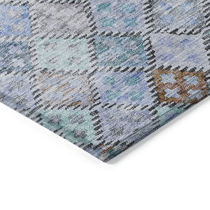 Homeroots 3' Geometric Blue Purple And Gray Washable Area Rug For Indoor And Outdoor Spaces, Durable Design 3' X 5' Polyester 603251