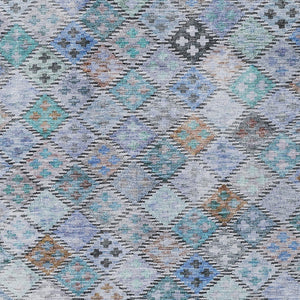 Homeroots 3' Geometric Blue Purple And Gray Washable Area Rug For Indoor And Outdoor Spaces, Durable Design 3' X 5' Polyester 603251