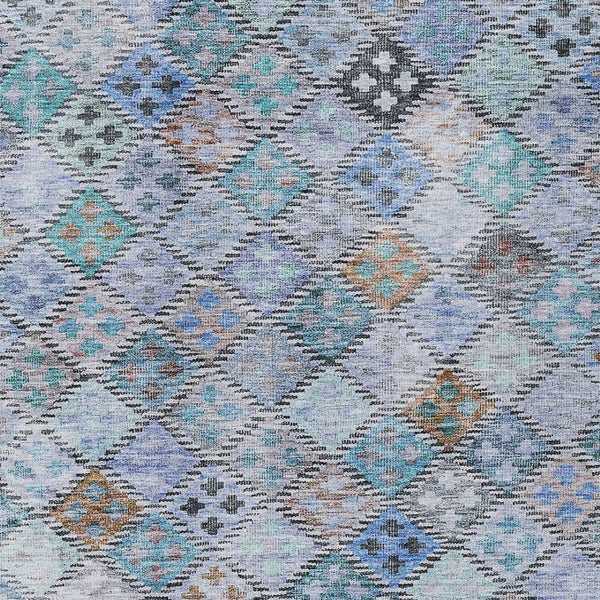 Homeroots 3' Geometric Blue Purple And Gray Washable Area Rug For Indoor And Outdoor Spaces, Durable Design 3' X 5' Polyester 603251