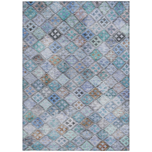 Homeroots 3' Geometric Blue Purple And Gray Washable Area Rug For Indoor And Outdoor Spaces, Durable Design 8' X 10' Polyester 603254