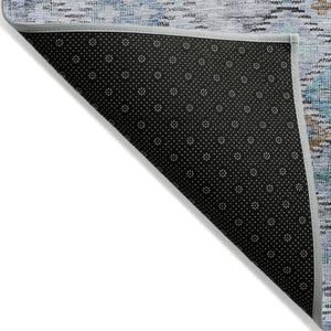 Homeroots 3' Geometric Blue Purple And Gray Washable Area Rug For Indoor And Outdoor Spaces, Durable Design 9' X 12' Polyester 603255