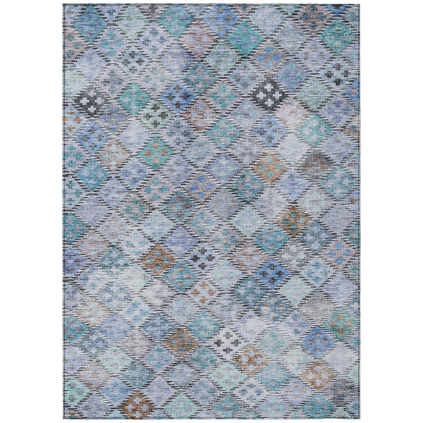 Homeroots 3' Geometric Blue Purple And Gray Washable Area Rug For Indoor And Outdoor Spaces, Durable Design 10' X 14' Polyester 603256