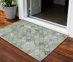 Homeroots 3' Geometric Blue Purple And Gray Washable Area Rug For Indoor And Outdoor Spaces, Durable Design 3' X 5' Polyester 603257