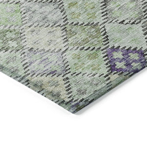 Homeroots 3' Geometric Blue Purple And Gray Washable Area Rug For Indoor And Outdoor Spaces, Durable Design 3' X 5' Polyester 603257