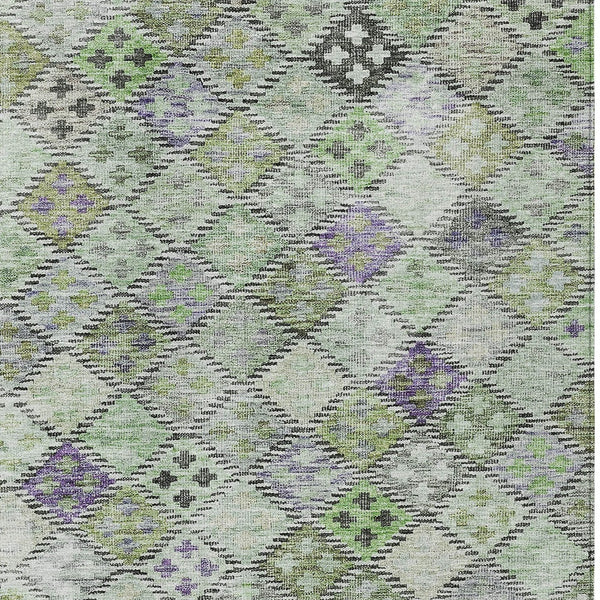 Homeroots 3' Geometric Blue Purple And Gray Washable Area Rug For Indoor And Outdoor Spaces, Durable Design 3' X 5' Polyester 603257