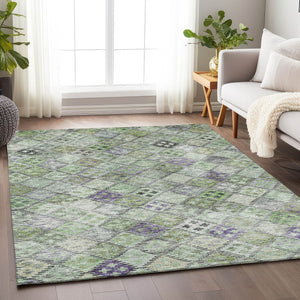 Homeroots 3' Geometric Blue Purple And Gray Washable Area Rug For Indoor And Outdoor Spaces, Durable Design 3' X 5' Polyester 603257
