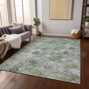 Homeroots 3' Geometric Blue Purple And Gray Washable Area Rug For Indoor And Outdoor Spaces, Durable Design 3' X 5' Polyester 603257