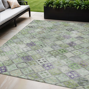 Homeroots 3' Geometric Blue Purple And Gray Washable Area Rug For Indoor And Outdoor Spaces, Durable Design 5' X 8' Polyester 603258