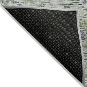 Homeroots 3' Geometric Blue Purple And Gray Washable Area Rug For Indoor And Outdoor Spaces, Durable Design 8' Round Polyester 603259