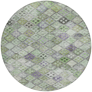 Homeroots 3' Geometric Blue Purple And Gray Washable Area Rug For Indoor And Outdoor Spaces, Durable Design 8' Round Polyester 603259