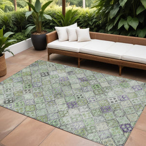 Homeroots 3' Geometric Blue Purple And Gray Washable Area Rug For Indoor And Outdoor Spaces, Durable Design 10' X 14' Polyester 603262