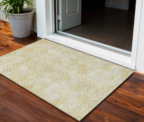 Homeroots 3' Geometric Blue Purple And Gray Washable Area Rug For Indoor And Outdoor Spaces, Durable Design 3' X 5' Polyester 603269