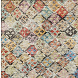 Homeroots 3' Geometric Blue Purple And Gray Washable Area Rug For Indoor And Outdoor Spaces, Durable Design 5' X 8' Polyester 603282