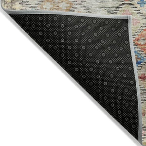 Homeroots 3' Geometric Blue Purple And Gray Washable Area Rug For Indoor And Outdoor Spaces, Durable Design 8' Round Polyester 603283