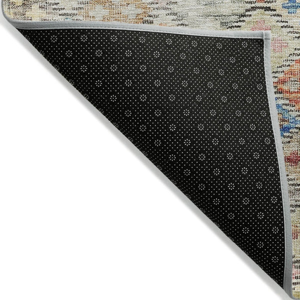 HomeRoots 5' Geometric Washable Area Rug in Terra Cotta Beige & Teal Blue - Stylish, Durable & Versatile Design 8' X 10' 603284