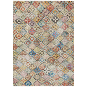 HomeRoots 9' X 12' Stylish Terra Cotta Beige and Teal Geometric Washable Area Rug for Indoor & Outdoor Use 603285