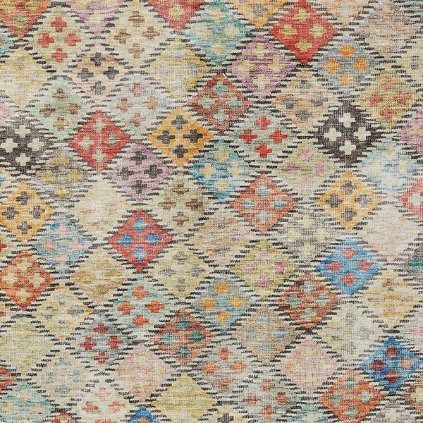 Homeroots 3' Geometric Blue Purple And Gray Washable Area Rug For Indoor And Outdoor Spaces, Durable Design 9' X 12' Polyester 603285