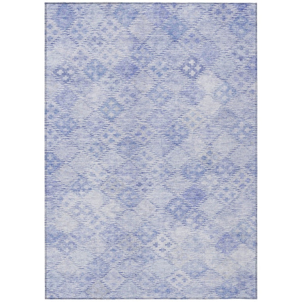 HomeRoots 5' Sky Blue and Ivory Geometric Area Rug - Stylish, Durable, Washable for Indoor and Outdoor Spaces 5' X 8' 603294