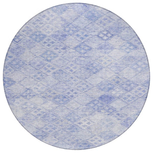 HomeRoots 5' Sky Blue and Ivory Geometric Area Rug - Stylish, Durable, Washable for Indoor and Outdoor Spaces 8' Round 603295