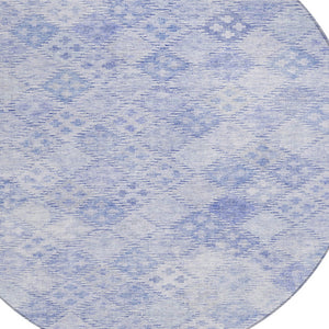 Homeroots 3' Geometric Blue Purple And Gray Washable Area Rug For Indoor And Outdoor Spaces, Durable Design 8' Round Polyester 603295
