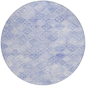Homeroots 3' Geometric Blue Purple And Gray Washable Area Rug For Indoor And Outdoor Spaces, Durable Design 8' Round Polyester 603295