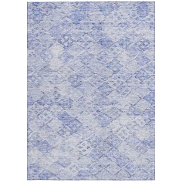 Homeroots 3' Geometric Blue Purple And Gray Washable Area Rug For Indoor And Outdoor Spaces, Durable Design 9' X 12' Polyester 603297