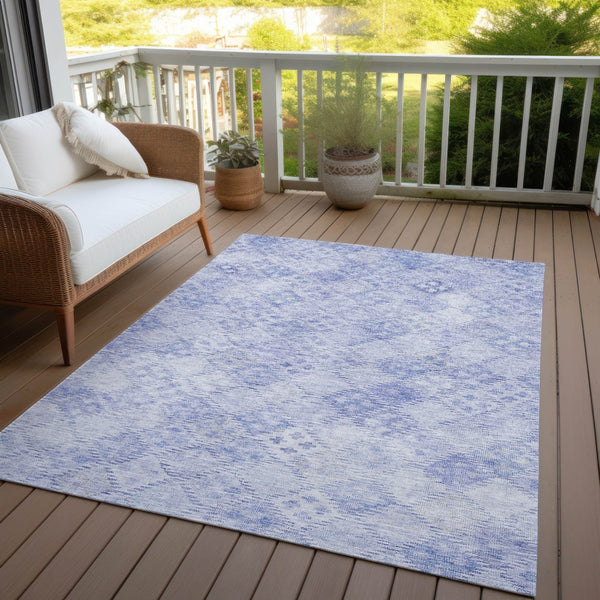 Homeroots 3' Geometric Blue Purple And Gray Washable Area Rug For Indoor And Outdoor Spaces, Durable Design 10' X 14' Polyester 603298