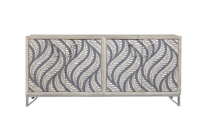 Basset Mirror Leia Server: Exquisite Mango Wood Design With Bone Inlay, Custom Iron Hardware & Contemporary Style Natural Wood,Bone,Metal,Mdf 6033-dr-576
