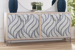 Basset Mirror Leia Server: Exquisite Mango Wood Design With Bone Inlay, Custom Iron Hardware & Contemporary Style Natural Wood,Bone,Metal,Mdf 6033-dr-576