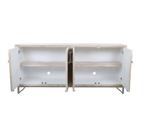 Basset Mirror Leia Server: Exquisite Mango Wood Design With Bone Inlay, Custom Iron Hardware & Contemporary Style Natural Wood,Bone,Metal,Mdf 6033-dr-576