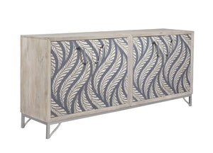 Basset Mirror Leia Server: Exquisite Mango Wood Design With Bone Inlay, Custom Iron Hardware & Contemporary Style Natural Wood,Bone,Metal,Mdf 6033-dr-576